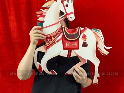 Tranh con ngựa treo trang trí Tết Bính Ngọ 2026 bằng Formex [Độc quyền - In sắc nét] C60cm FORM-TET-02